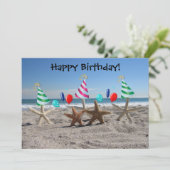 Carte Starfish on the Beach Flat Birthday Card (Debout devant)