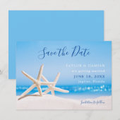 Carte Starfish on the Beach Sand Sauvez la date (Devant / Derrière)