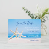 Carte Starfish on the Beach Sand Sauvez la date (Debout devant)