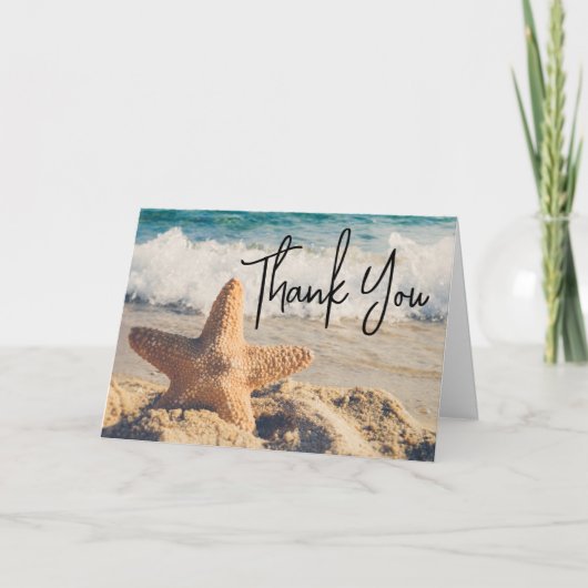 Carte Starfish sur une plage de sable Photographie Merci (Devant)