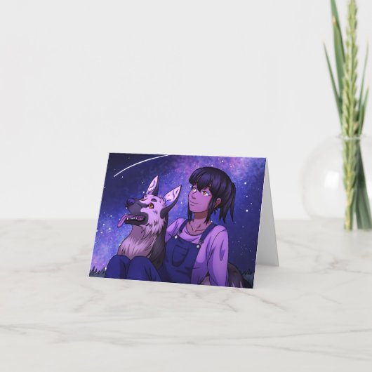 Carte Stargazing avec un chien (Devant)