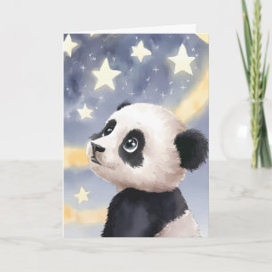 Carte Starry Dreams : A Curious Panda explore la nuit
