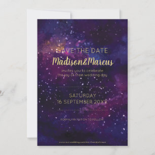 Carte Starry Evening Sky Watercolor Mariage