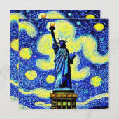 Carte Starry Night Statue De Liberty New York (Devant / Derrière)