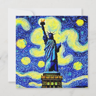 Carte Starry Night Statue De Liberty New York