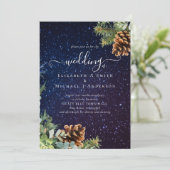 Carte Starry Night Winter Wedding Budget (Debout devant)