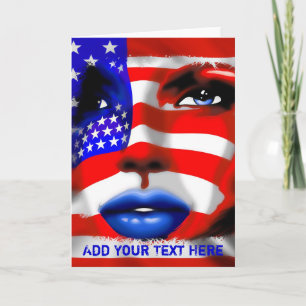 Carte Stars and Stripes Girl's Portrait Greeting Card