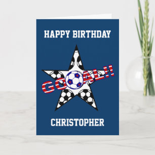 Carte Stars and Stripes Soccer Goal Joyeux anniversaire