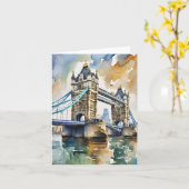 Carte Station d'aquarelle London Tower Bridge (Fleur jaune)