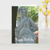 Carte Statue dans le parc, Joyeux anniversaire ! (Fleur jaune)