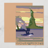 Carte Statue de la Liberté à New York, Voyage Rétro (Devant / Derrière)