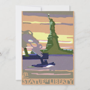 Carte Statue de la Liberté à New York, Voyage Vintage