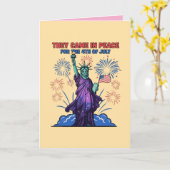 Carte Statue de la Liberté Alien 4 juillet (Fleur jaune)