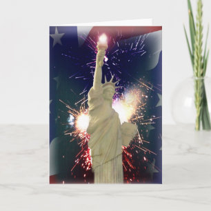 Carte Statue de la Liberté avec Feux d'Artifice pour le