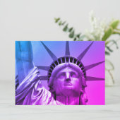 Carte Statue de la Liberté New York Art Pop Bleu Violet (Debout devant)