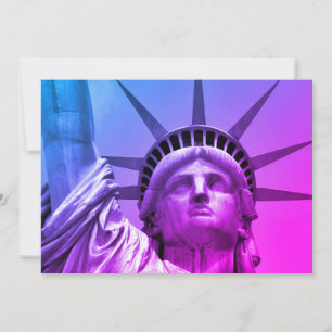 Carte Statue de la Liberté New York Art Pop Bleu Violet