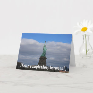 Carte Statue de la Liberté NYC Feliz Cumpleanos Hermana