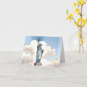 Carte Statue de la Liberté | Point de repère aquarelle (Fleur jaune)