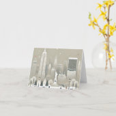 Carte Statue emblématique de la Liberté et NYC Skyline H (Fleur jaune)