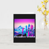 Carte Steamboat Springs Ski Retro 80's Style Ski Et (Fleur jaune)