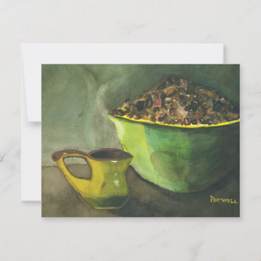 Carte Steaming Morning Cup Cup of Coffee Bowl Coffee Bea (Devant)