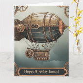 Carte Steampunk Airship Vintage Adventure Design (Fleur jaune)