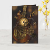 Carte Steampunk Anniversaire Grandson Metal Gears Guitar (Fleur jaune)