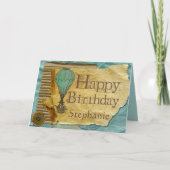 Carte Steampunk Anniversaire Vintage (Devant)
