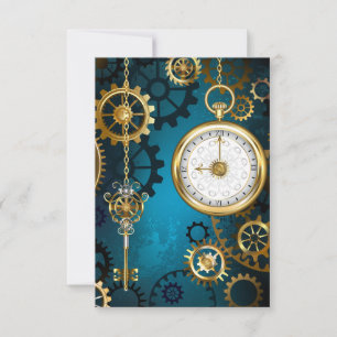 Carte Steampunk Arrière - plan turquoise avec Gears