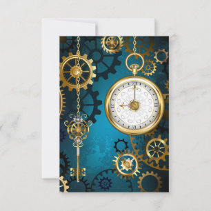 Carte Steampunk Arrière - plan turquoise avec Gears