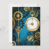 Carte Steampunk Arrière - plan turquoise avec Gears (Devant)