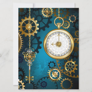Carte Steampunk Arrière - plan turquoise avec Gears
