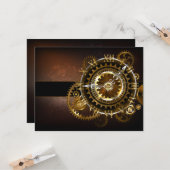 Carte Steampunk clock with antique gears (Devant/Arrière en situation)
