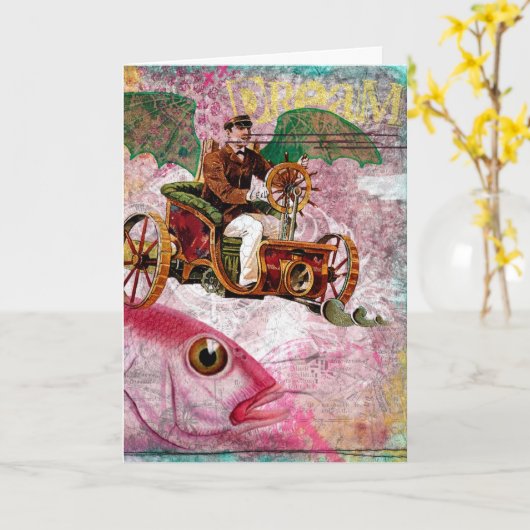 Carte Steampunk Dream Anniversaire (Fleur jaune)