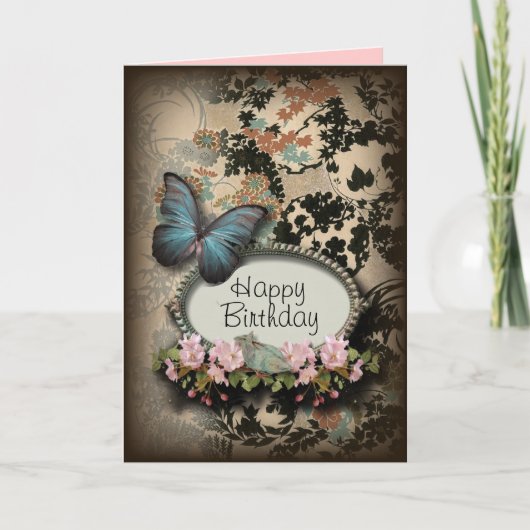 Carte steampunk Ephemera floral Butterfly victorian (Devant)
