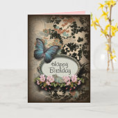 Carte steampunk Ephemera floral Butterfly victorian (Fleur jaune)