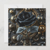 Carte Steampunk Gothique noir Rose blanc (Devant)