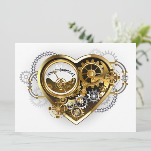 Carte Steampunk Heart with a Manometer (Debout devant)