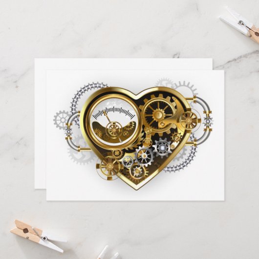Carte Steampunk Heart with a Manometer (Devant/Arrière en situation)