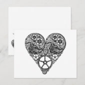 Carte Steampunk Horloge OEuvres et engrenage Coeur Valen (Devant / Derrière)