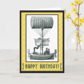 Carte Steampunk Joyeux anniversaire (Fleur jaune)