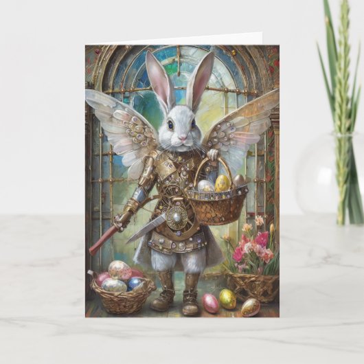 Carte Steampunk Lapin de Pâques Guerrier Angel (Devant)