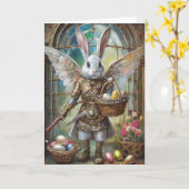 Carte Steampunk Lapin de Pâques Guerrier Angel (Fleur jaune)