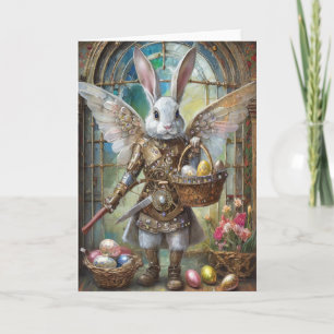 Carte Steampunk Lapin de Pâques Guerrier Angel