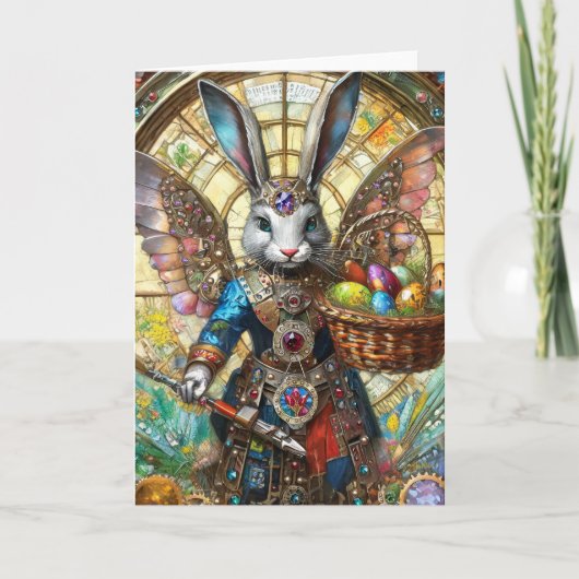 Carte Steampunk Lapin de Pâques Guerrier Angel (Devant)