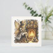 Carte Steampunk Noël – Fée au coin du feu (Debout devant)