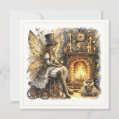 Carte Steampunk Noël – Fée au coin du feu (Devant)