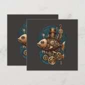 Carte Steampunk Poisson Vintage style rétro (Devant / Derrière)