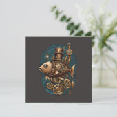 Carte Steampunk Poisson Vintage style rétro (Debout devant)