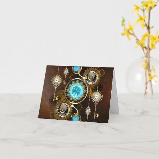 Carte Steampunk Rusty Background (Fleur jaune)